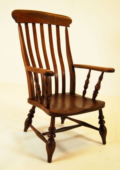Elm Windsor Lath Back Elbow Chair Armchair Country 1870