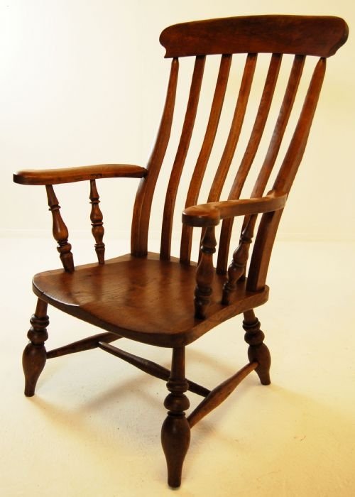 fig 1. Elm Windsor Lath Back Elbow Chair Armchair Country 1870