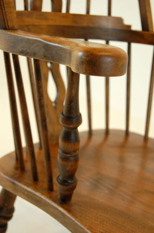 fig 2. Rocking Elm Windsor Lath Back Elbow Chair Country 1890