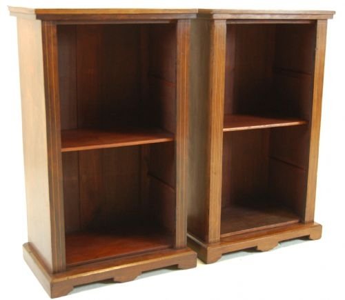 Pair of Open Bookcases Display Antique Library Cabinet