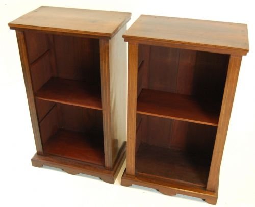 fig 1. Pair of Open Bookcases Display Antique Library Cabinet