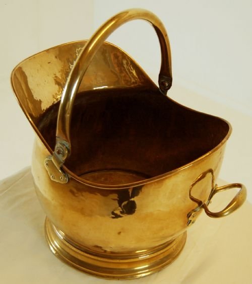 fig 1. Fire Bucket Fireside Coal Storage Brass Log Bin Antique
