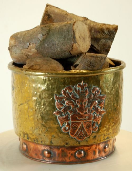 Fire Bucket Fireside Coal Copper Brass Log Bin Antique
