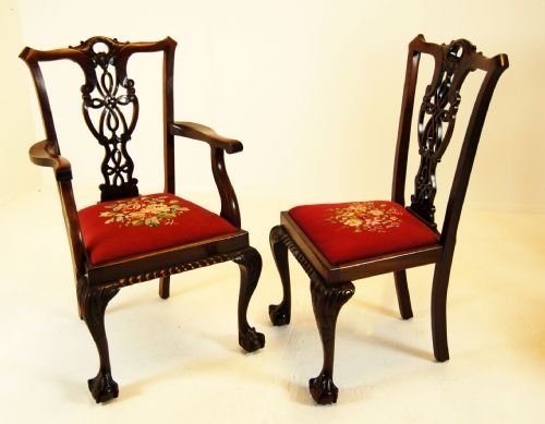 fig 3. Six 6 Dining Chairs Antique Victorian Chippendale c1860