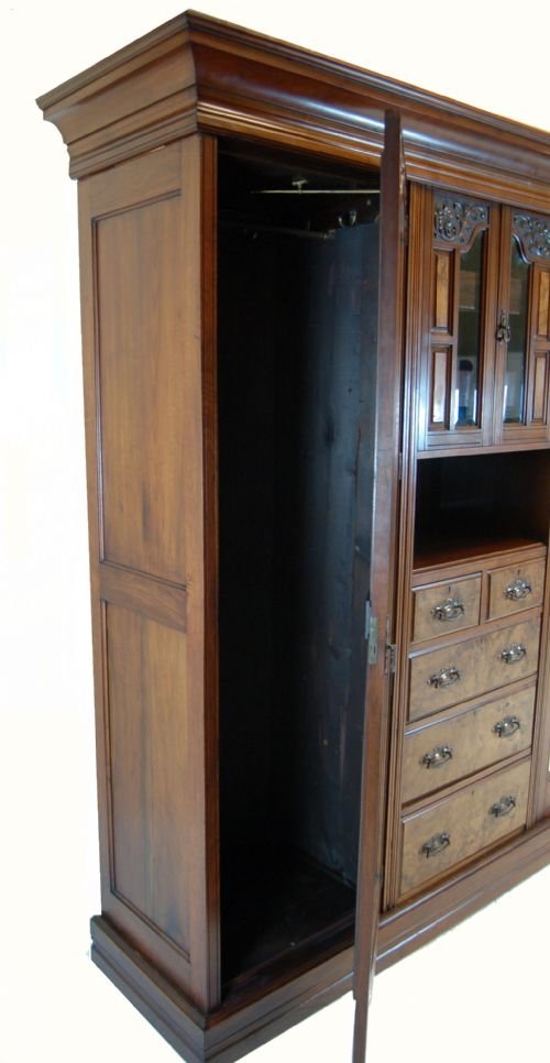 fig 2. Edwardian Walnut Wardrobe Linen Press Armoire Antique