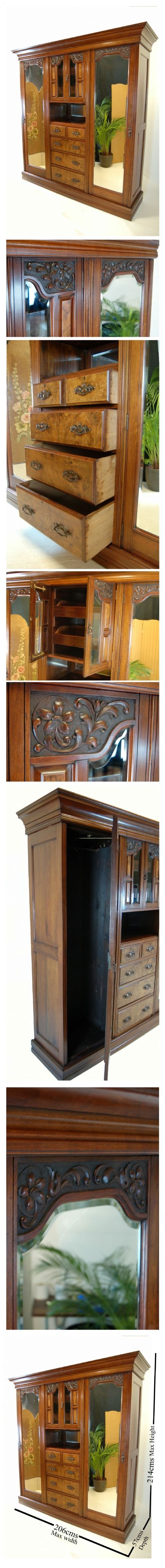 fig 4. Edwardian Walnut Wardrobe Linen Press Armoire Antique