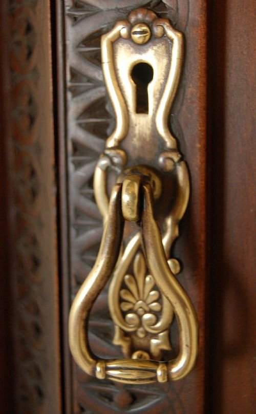 fig 1. Walnut Corner Display Shelf Antique Cabinet Cupboard