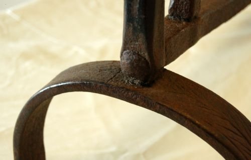 fig 1. Pair Fire Dogs Wrought Iron Antique Original French
