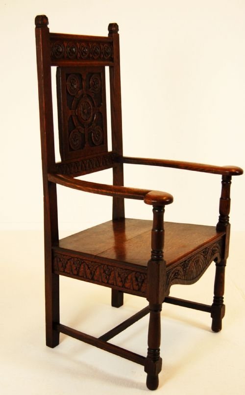 fig 1. Victorian Antique Hall Chair Open Armchair Carver c1840