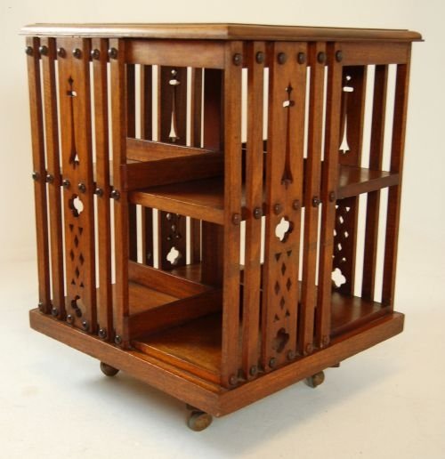 Revolving Bookcase Display Antique Library Cabinet Desk