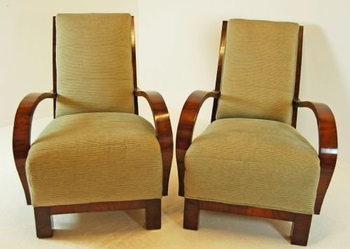 fig 2. Art Deco Original Pair Antique Armchairs Club Chair