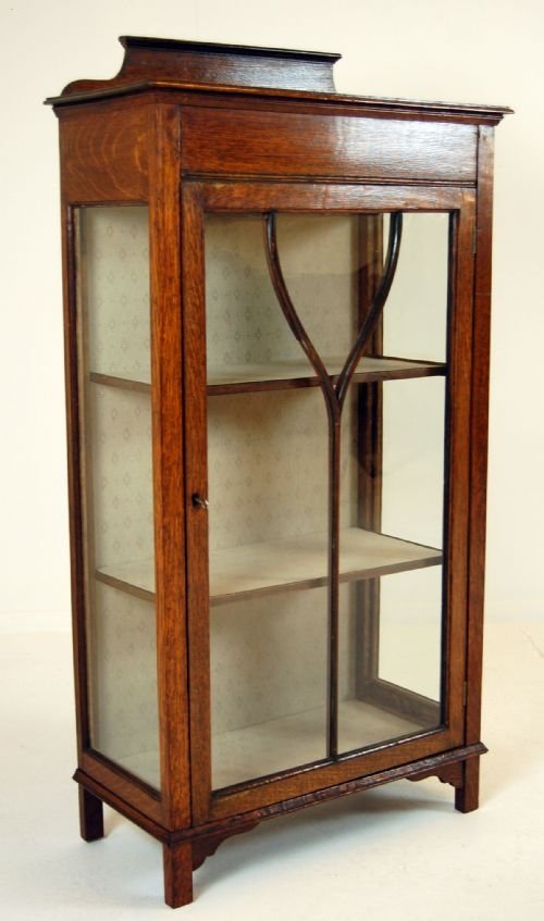Glass Fronted Pier Cabinet Display Case Antique Oak 100476