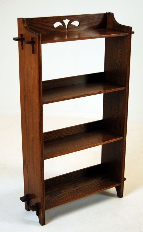 fig 1. Open Bookcase Victorian Oak Antique Library Arts Crafts