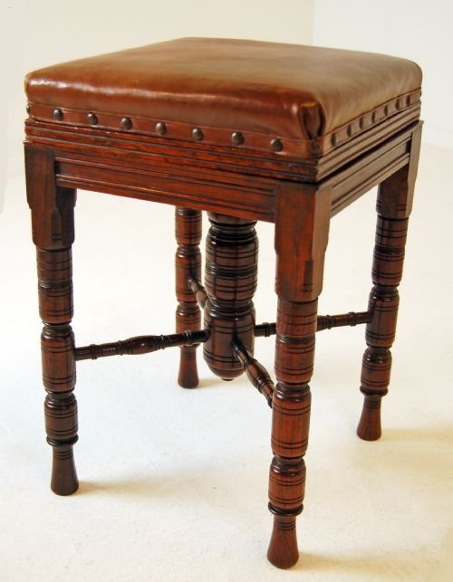 fig 1.
Rosewood Leather Piano Stool By J.Fitter Antique c1900