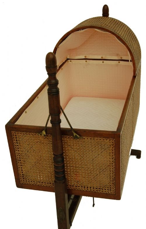 fig 1. Antique Georgian Rocking Bergere Crib Cot Cradle c1800