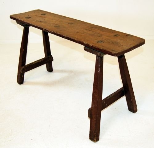 fig 1. Victorian Antique Elm Bench Seat Sofa Kitchen Farmhouse