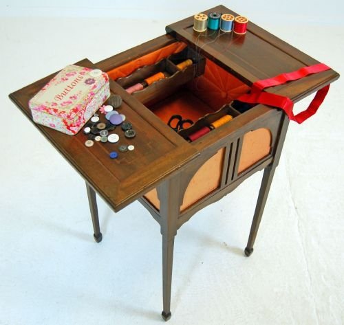 fig 1. Ladies Sewing Work Table Box Antique Inlaid Victorian