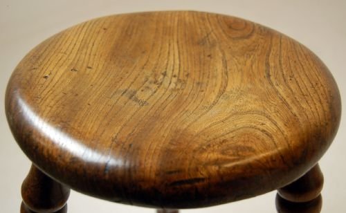 fig 1. Elm Lace Makers Stool Antique 3 Legged Milking c1800