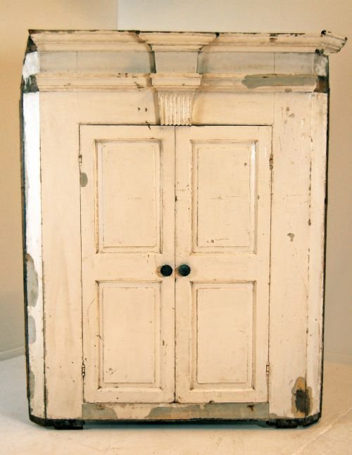 Old Victorian Antique Painted Corner Cabinet Cupboard