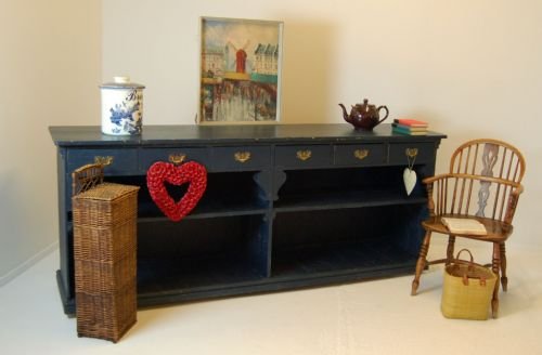 	
Dresser Base Kitchen Cabinet Antique Painted Pine Large