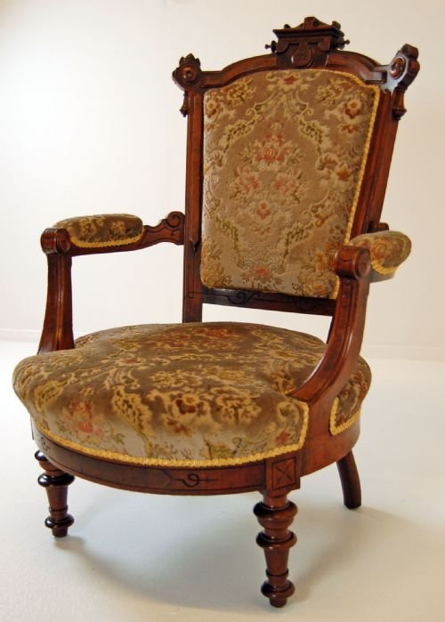 fig 2. Walnut Armchair Antique Chair Victorian Salon Fireside