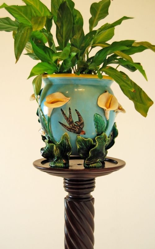 fig 1. Torchere Stand Tripod Plant Lamp Antique Mahogany c1835