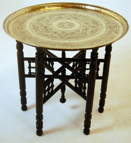 fig 1. Tray Table Side Tea Folding Occasional Berber Brass