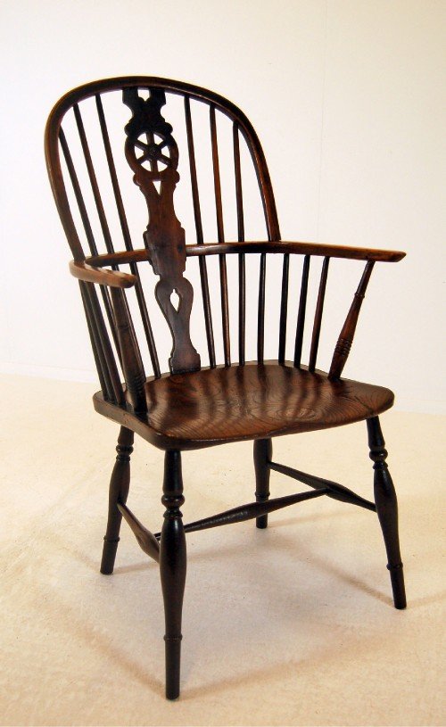 Windsor Country Elm Elbow Stick Chair Armchair Antique