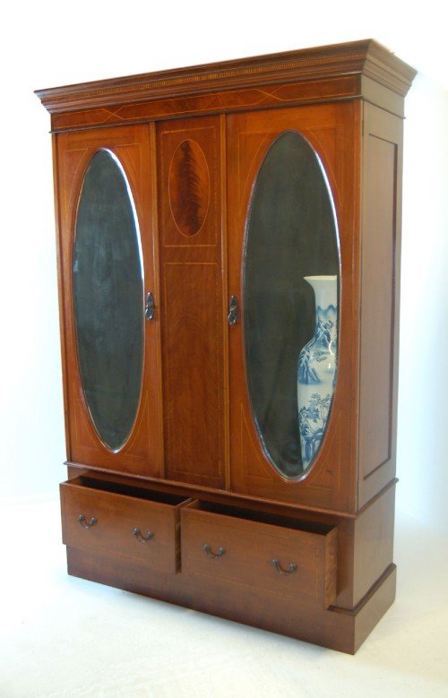 fig 2. Edwardian Double Wardrobe Linen Press Armoire Antique