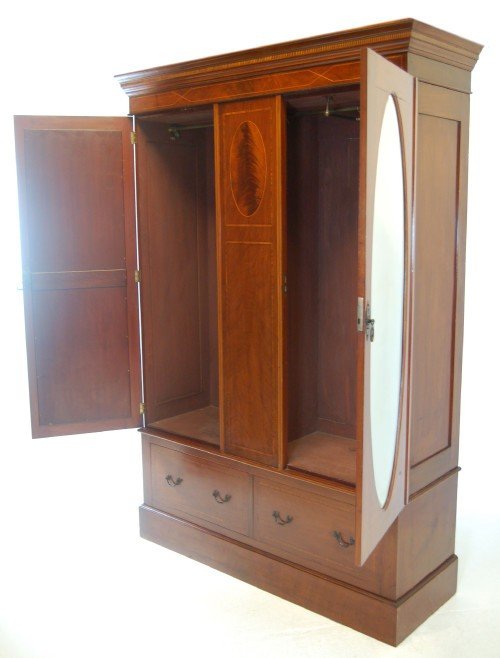 fig 3. Edwardian Double Wardrobe Linen Press Armoire Antique