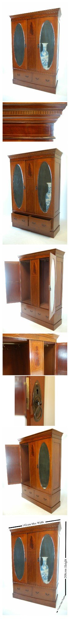 fig 4. Edwardian Double Wardrobe Linen Press Armoire Antique