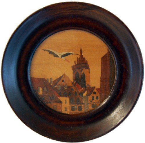 fig 1. Pair Original Oil Paintings By Boli 'Cranes on Roofs'