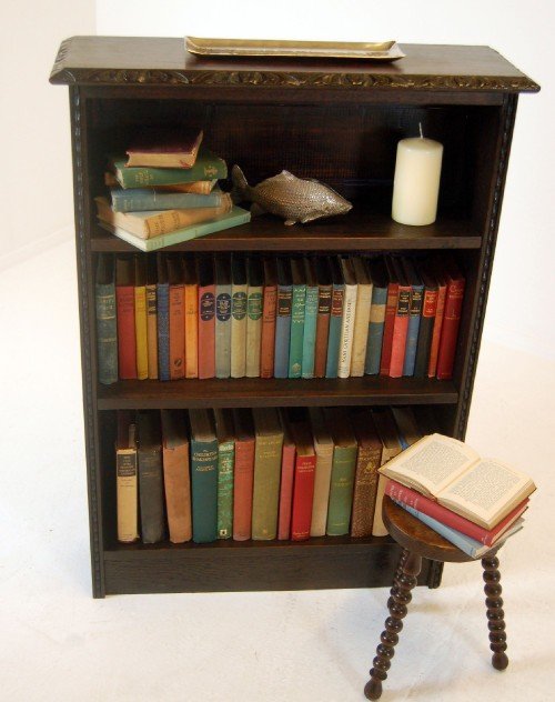 fig 1. Bookcase Victorian Carved Oak Antique Library Cabinet