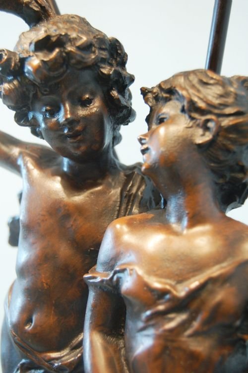 fig 1. Art Nouveau Table Lamp Electrolier Statue Bronze Light
