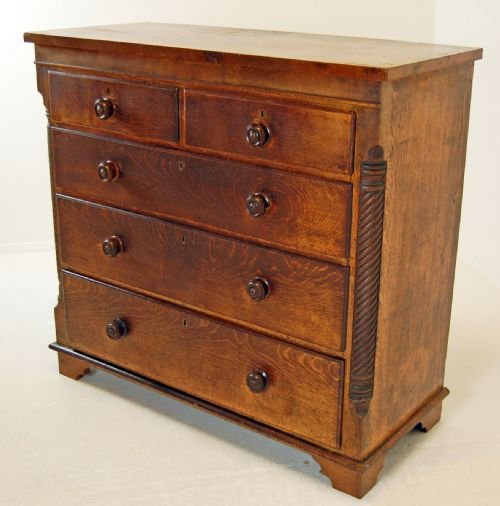 fig 2. Oak Chest Drawers Large Antique Georgian c1800 Tallboy