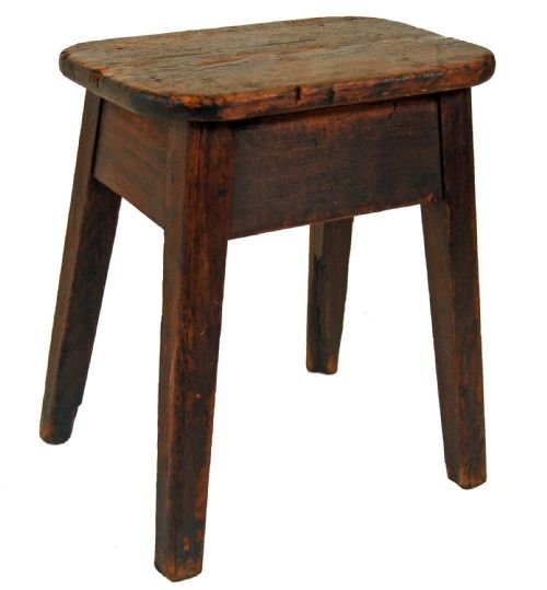 fig 1. Stool Seat Step Bench Country Rustic Antique c1870