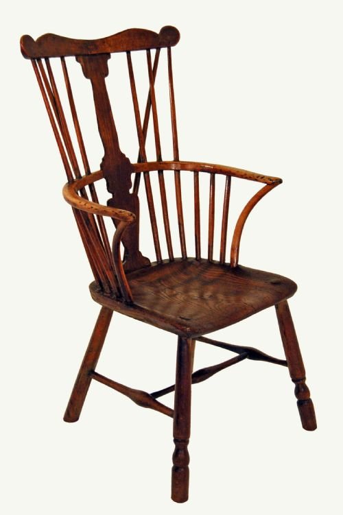 Early Windsor Comb-back Country Elm Stick Chair C1780