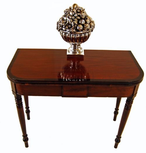 Table Fold Over Side Card Hall Tea Sofa Regency Antique
