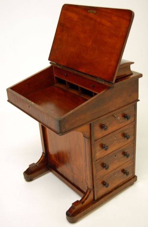 fig 1. Antique Rosewood Bureaux Davenport Bureau Cheveret Desk