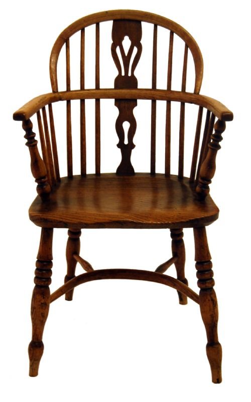 fig 1. Windsor Country Yew Elm Crinoline Stretcher Stick Chair
