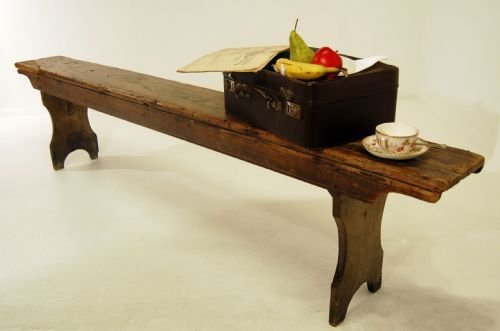 Victorian Antique Elm Form Bench Seat Kitchen Farmhouse