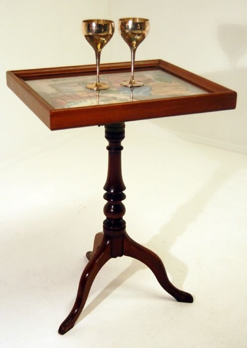 fig 1. Tilt Top Occasional Side Table Fire Screen Needlepoint