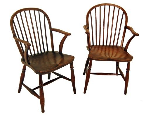 Pair of Windsor Country Elm Stick Chairs Antique C1860