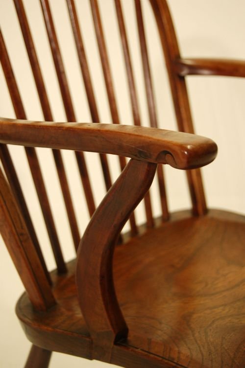 fig 3. Pair of Windsor Country Elm Stick Chairs Antique c1860