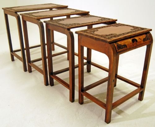 fig 1. Quartetto Nest Set of Hardwood Tables Oriental Antique