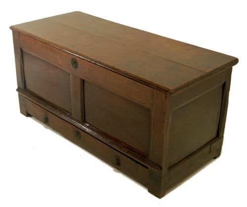 Oak Coffer Chest with Drawer Mule Trunk Box Antique