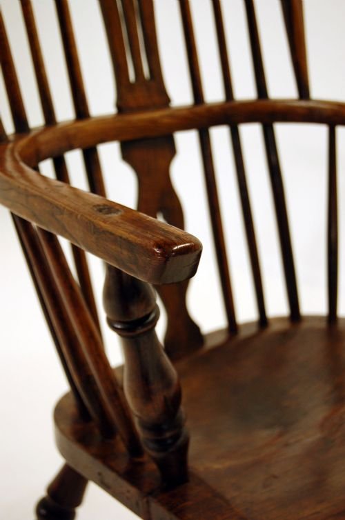 fig 2. Windsor Country Elm Elbow Stick Chair Armchair Antique