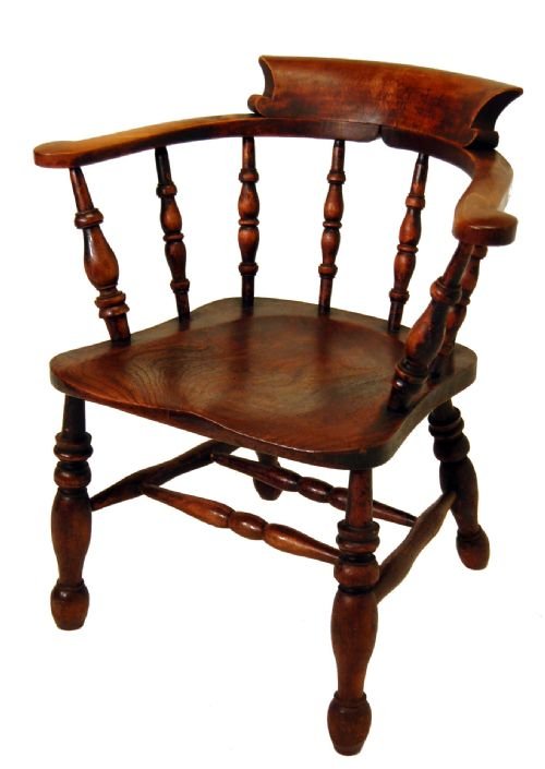 fig 1. Bow Smokers Armchair Windsor Elm Country Chair c1890