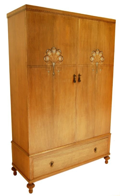 Double Wardrobe Art Deco in Ash with Marquetry
