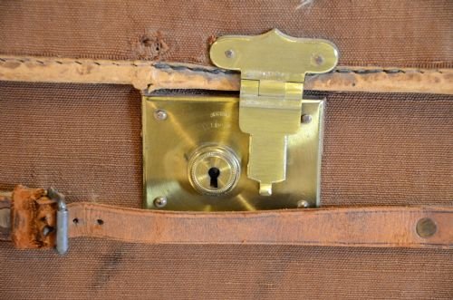 fig 1. Large Dome Shipping Trunk Travel Case Vintage Luggage
